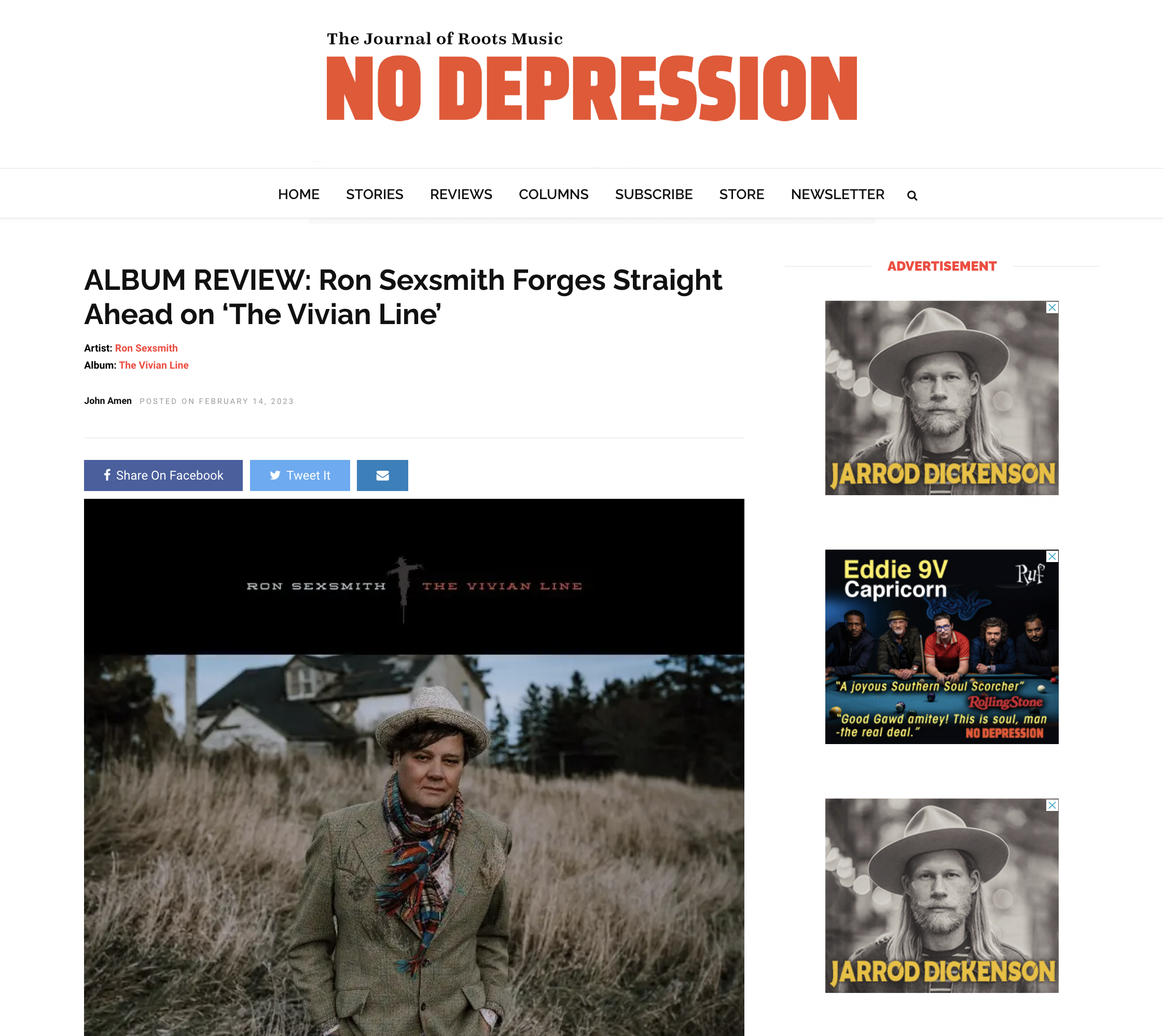 Ron Sexsmith Press. Vivian Line. No Depression: The Journal of Roots Music