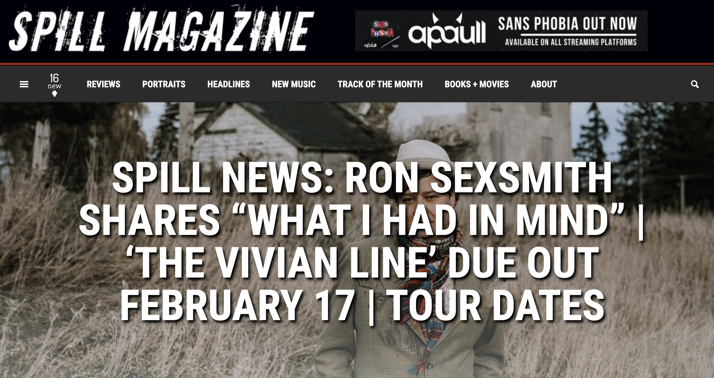 Press. Ron Sexsmith in Spill Magazine. New Single: What I had in mind.