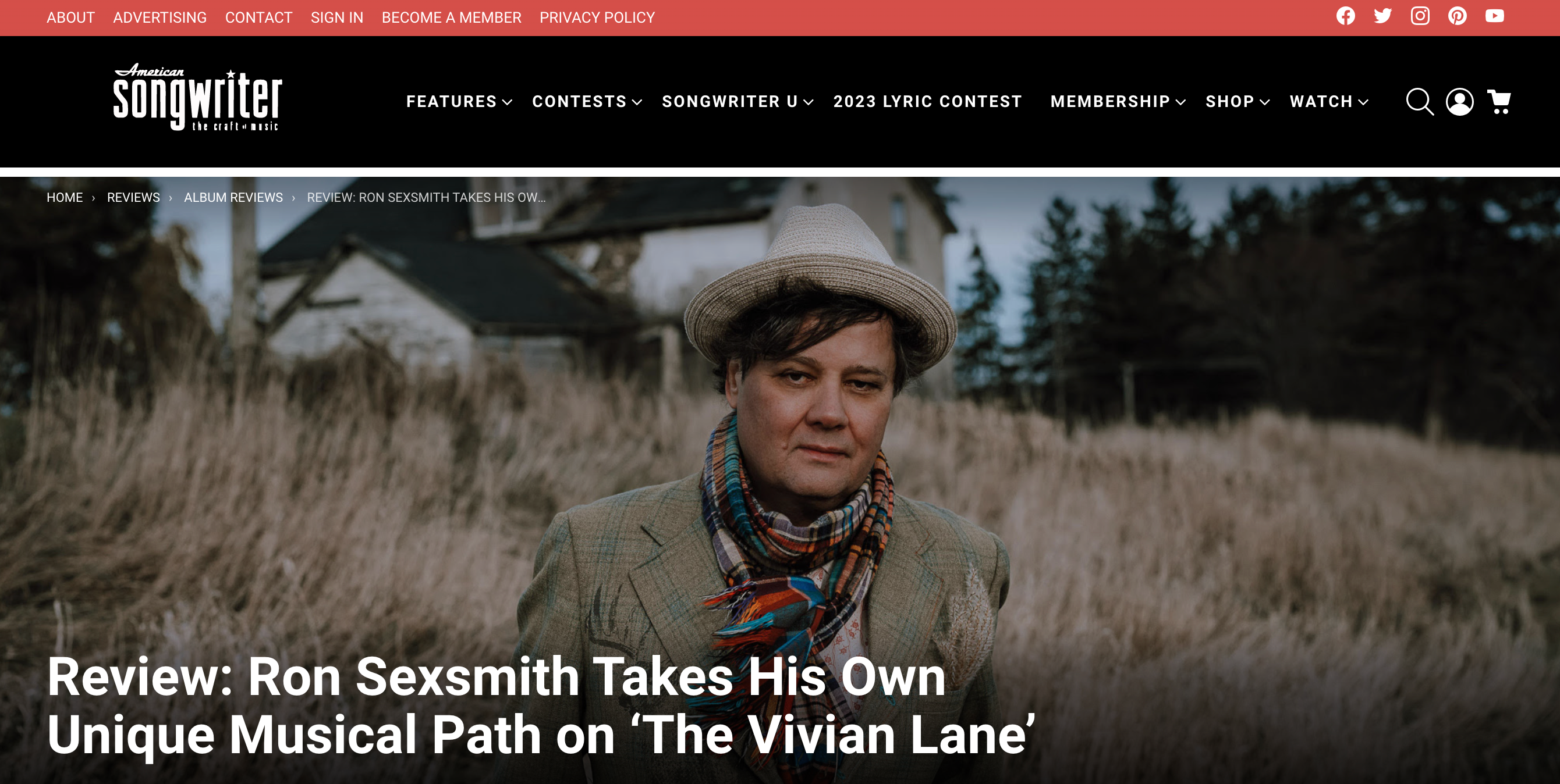 Ron Sexsmith. Vivian Line review in American Songwriter Magazine.