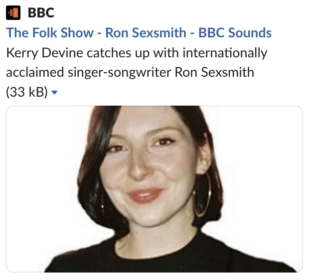 BBC's Kerry Devine catches up with internationally acclaimed singer-songwriter Ron Sexsmith